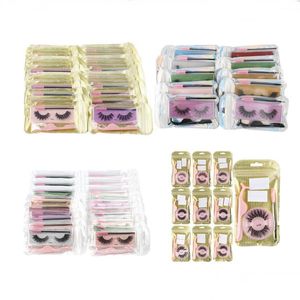 Falsche Wimpern Wimpernverlängerungen Großhandel Beauty Supply 3D-Wimpern Verpackung Wimpernkombinationsfarbe mit Lockenwickler-Bürste Natur Thi Dh1Gn