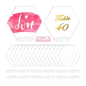 Outros suprimentos de festa de evento 20pcs 11 10cm de acrílico cartões para decoração de casamento em branco placas de acompanhante hexagon