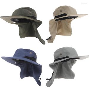 Wide Brim Hats Summer Fishing Hiking Outdoor Neck Cover Bucket Boonie Sun Flap Lightweight Quick-drying Hat Bush CapWide