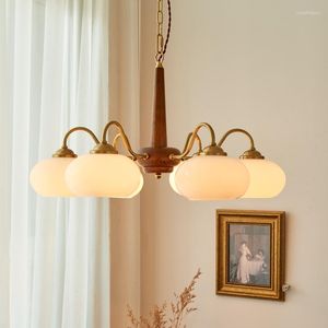 Lâmpadas pendentes Candelador de idades médias Vintage Bedroom Luminoso Luminoso Luminária de Vidro Lâmpada de Vidro da Sala Retro de estar japonesa