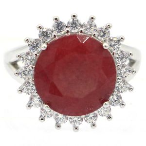 Pierścienie klastrowe 18x17 mm luksus 4.4G Prawdziwy zielony szmaragd niebieski szafir czerwony ruby ​​samice zaręczynowe ślub 925 srebrny pierścienie G230228