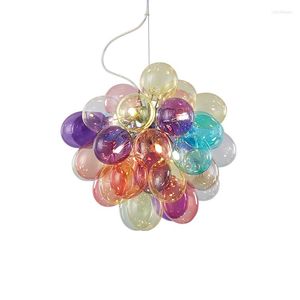 Kronleuchter G9 LED Postmoderne Farbige Glas Blase Kronleuchter Beleuchtung Lustre Suspension Leuchte Lampen Für Esszimmer