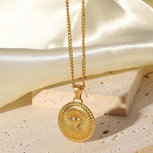 Pendant Necklaces Women 18K Gold-plated Stainless Steel Necklace Jewelry Three-dimensional Positive And Negative Love Round