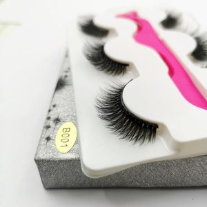 False Eyelashes Eyelash Wholesale 3 Pairs And One Tweezer Good Quality Lashes Natural Wispy Silk Set Fake