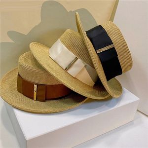 High-Quality Handmade Flat Top Straw Hats For Women Spring Summer Fashion Fedora Hat Holiday Beach Sun Hat