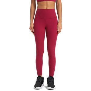 2023 Lycra tyg fast färg kvinnor yoga byxor hög midja sport gym slitage leggings elastisk fitness dam utomhus sportbyxor leggings l362