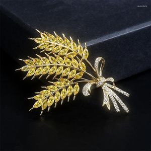 Spille YYSUNNY Fiore a punta d'orzo placcato oro classico per le donne Accessori di abbigliamento per gioielli di moda con pin corpetto elegante