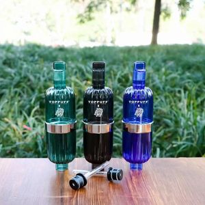 Traveling Smoking Pipe Water Top Hookahs Big Toppuff Glass Bong Acrylic Portable Instant Screw On Bottle Tobacco Dry Herb Holder