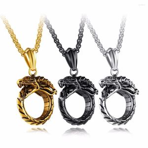 Pendant Necklaces Dragon Eating Its Own Tail Ancient Symbol Of Infinity Double Sided Charm Necklace In Stainless Steel