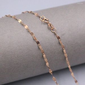 Chains Genuine Real 18K Rose Gold 1.8mm Lip-Shape Link Chain Necklace For Woman 16inch Stamp Au750Chains