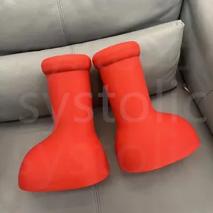 Designer MSCHF Schuhe Männer Frauen Regen Stiefel Designer Big Red Boot Dicke Unterseite Rutschfeste Booties Gummi Plattform Bootie Mode Astro Boy