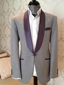 Herrdräkter Anpassa brudgummen Tuxedos Grey Men's kostym Jacka Blazers Halloween Costume Elegant Man Suit's For Wedding 099