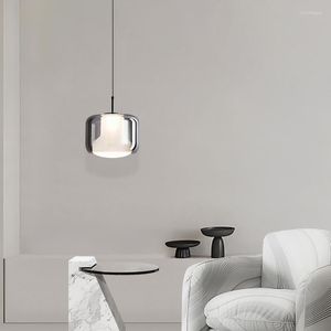 Kronleuchter Italienisches minimalistisches Schlafzimmer Verstellbarer Nachttisch-Kronleuchter Nordic Modern Designer Kreatives Vollkupferglas Restaurant