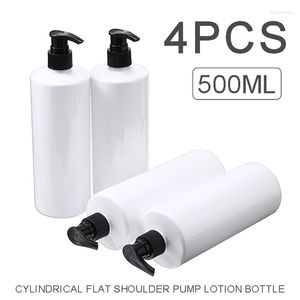 収納ボトル4PCS 500mlプラスチックリキッドソープディスペンサーポンプ補充可能な空のボトルシャワージェルハンド洗剤コンテナ