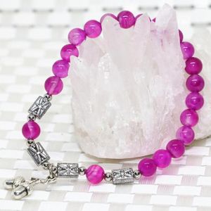 Strand Factory Outlet Bohemia Estilo Pulsera de mujer Piedra natural Agat Cornalina Ónix Rosa Rojo Cuentas redondas 6 mm Joyería 7.5 pulgadas B1972