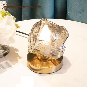 Lampade da tavolo Lampada da comodino in vetro smerigliato di lusso moderno semplice e leggero per camera da letto