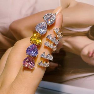 Cluster Rings Trendy Luxury Heart Cubic Zircon Engagement Finger Rings for Women Wedding Dubai Bridal Justera Ring J2094 G230228