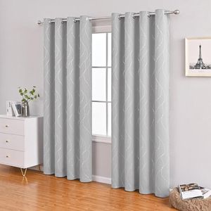 Curtain Window Curtains Eyelet Design Silver Foil Printed Insulated Blackout For Home Living Room Bedroom Study Decoration