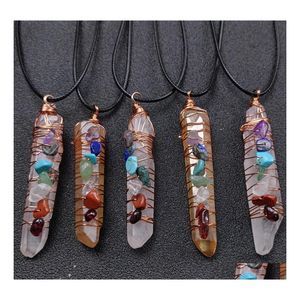 Colar de colar de pingente de carro de carro de carro Colar de cristal de cristal Reiki curando sete contas de energia encantos de energia pendum amet orgonite jóias gota d dhbxg