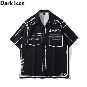 Men's Casual Shirts Dark Full Printed Vintage Men's Shirt Thin Material Streetwear Shirts for Men Z0224