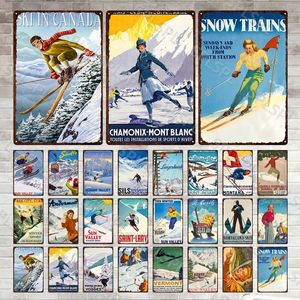 Skidåkning Travel Metal Tin Signs Les Alpes Ski Propaganda i Norge Verbier Cable Island Landscape Poster Vintage Wall Decor Tin Plaques Man Cave Decor Size 30x20cm W01