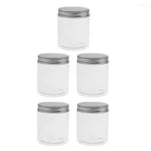 Makeup Brushes 5PCS 250ML Clear Empty Refillable PET Plastic Cosmetic Bottles With Aluminum - Lotion Holder Case Storage Contanier