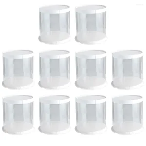 Gift Wrap 10pcs Round Birthday Cake Containers Clear Plastic Boxes Transparent Box