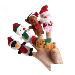 Puppets 5Pcs Christmas Hand Finger Cloth Doll Santa Claus Snowman Animal Toy Baby Educational Drop Delivery Toys Gifts Stuffed Animal Dhakz