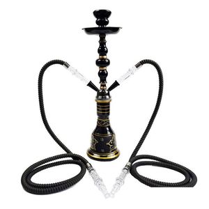 Smoking Pipes Water Pipe Accessories Black Arab Shisha Hookah Set Complete Sheesha Narguile Bowl Charcoal Tray Double Tube Drop Deli Dhiuu