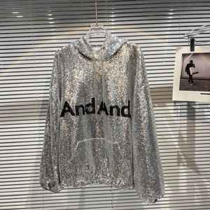 Womens hoodies tröjor Borvemays Autumn Loose Sweatshirt Kvinnor Pullovers långärmad brevtryck Huven Silver Fashion Trend WX198 230301