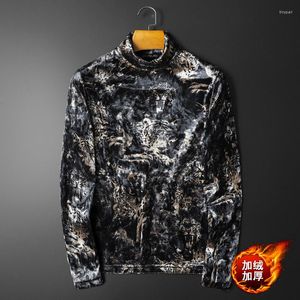 Erkekler Tişörtleri Lüks Velvet Yavurucu T-Shirts Erkekler Uzun Kollu Kalın Sıcak Gündelik T-Shirt Moda Pullover Sosyal Sokak Giyim Tişört