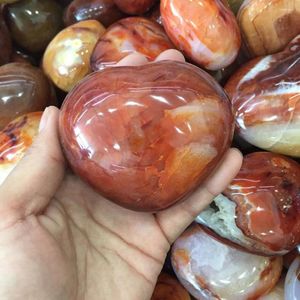 Decorative Figurines Big Size Natural Red Agate Crystal Heart Polished Carnelian Love Healing Mineral Gemstone Home Decor Madagascar