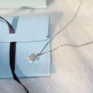 Chains Fashion 925 Sterling Silver Zirconia Simple Snowflake Necklace Light Luxury Design Clavicle Chain Jewelry For Girlfriend Gift