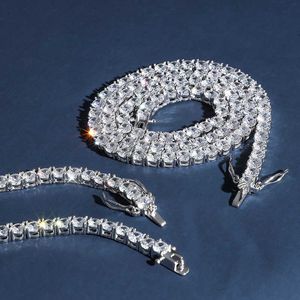 4mm 925 silver hip hop single row full of zircon men's necklace tennis chain