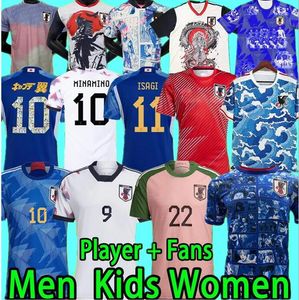 Japão 2022 camisas de futebol dos desenhos animados ISAGI ATOM TSUBASA MINAMINO ASANO DOAN KUBO ITO FEMININO KIDS KIT 2023 uniforme japonês especial 22 23 camisa de futebol fã jogador versão