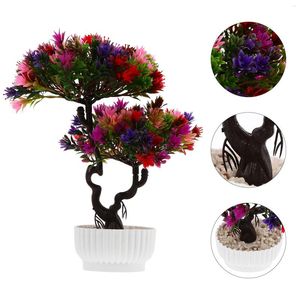 Dekorativa blommor bonsai artificialtree potted fakepine house green faux japansk minigreenery potten dekor krukor bord inomhus