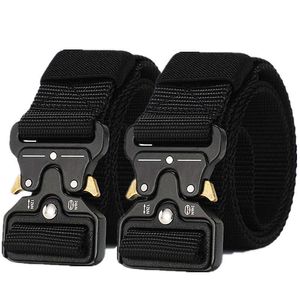 Belts 2 Pieces tactical belt quick release outdoor military belt soft real nylon sports accessories men and women black belt Z0228