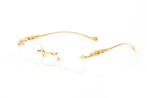 Carti Glasses Sunglasses Designer Mens Women Trendy Gold Silver Leopard Frames Panther Sunshade Eyewear Composite Metal Rimless Optical Rectangle Sonnenbrille