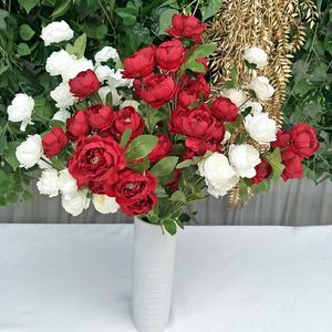 Decorative Flowers 1pc Peony Artificial Silk Flower Branch For Home Living Room Floral Arrangement Wedding Party Decoration Fake