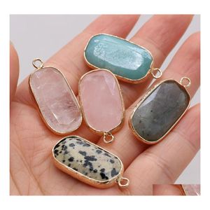 car dvr Pendant Necklaces Natural Stone Rec Reiki Healing Chakra Rose Quartz Crystal Pendo Charms For Necklace Earrings Making Drop Delivery Dho8S