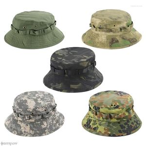 Berets Outdoor Camouflage Boone Hüte Hochwertige Militärkappe Casual Eimer Hut Jagd Wanderfischerei Klettern 6 Farben einfach