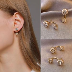 Kolczyki Dangle żyrandol wisząca okrągła perła dla kobiet słodkie kolczyki słonecznika Korea kropla kolczyka 2023 Brincos mody biżuteria