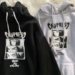 Herrspår från 90 -talet japansk anime harajuku y2k hoodie rolig grafisk grafisk streetwear vinter varm mode unisex tröjor man 230228