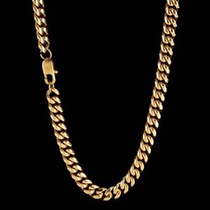 hiphop necklaces pendants 6mm chains European and American stainless steel round grinding encryption Cuban chain genuine gold plated titanium men's necklace