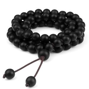 Filo di perline Bracciale classico da uomo in pietra naturale Bracciale da 8 mm Nero opaco Corda elastica Collana annodata per donne Braccialetti con ciondoli Yoga Jewe