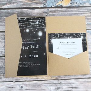 Other Event Party Supplies Retro Craft Wedding Invitations Making Tri Fold Pocket Invite Envelop Personalized Printing 50 Sets 230228
