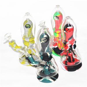 Wasserpfeifen Silikonbongs Wassertransferdruck Wasserpfeife mit diffusem Downstem Kleines Mini-Öl-Dab-Rig Tragbares Zubehör