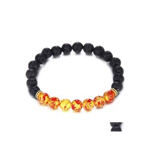 car dvr Beaded Strands Ambers Lava Stone Natural Bead Bracelet Chakra Jewelry Women Men Gift Yoga Stretch Drop Delivery Bracelets Dhhps