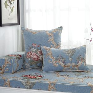 Pillow /Decorative 1 Piece Chenille Cover 45x45cm/50x50cm Luxury Blue Square Rectangle Case Jacquard Flower Sofa Decorative