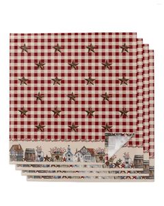 Table Napkin Country Star Berry Retro Red Plaid 4/6/8pcs Kitchen 50x50cm Napkins Serving Dishes Home Textile Products